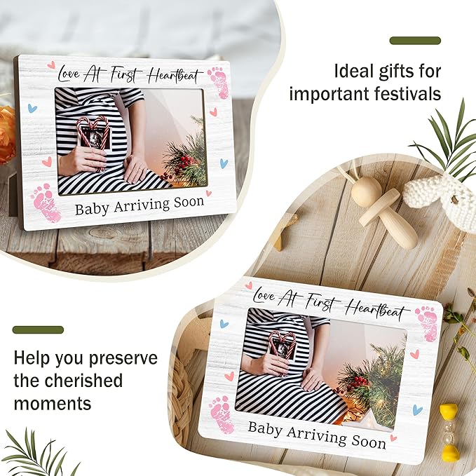 Love at First Sight Baby Picture Frame - Gender Reveal Decorations and Baby Shower Gifts for New Mom Grandparent Pregnancy Announcement Newborn Nursery 4 X 6 Inch Christmas Photo Picture Frame - A05