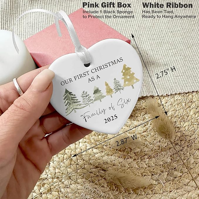 2025 Christmas Tree Ornament Decor Gift-Our First Christmas as a Family of Six-New Parents Mom Dad Gift-Baby,Shower Present for New Baby Newborn-The Fourth Child Present-Home Decor-Tree Theme