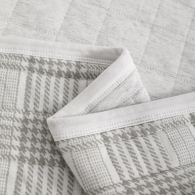 NTBAY Jersey Cotton Quilted Toddler Blanket, Breathable and Warm for Boys and Girls Baby Blanket, 30x40 Inches, Grey Grid