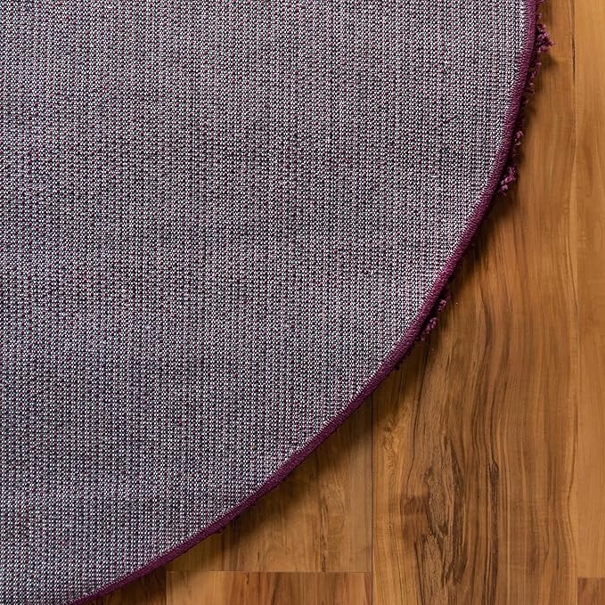 Unique Loom Solid Shag Collection Area Rug (8' x 10' Oval, Eggplant Purple)