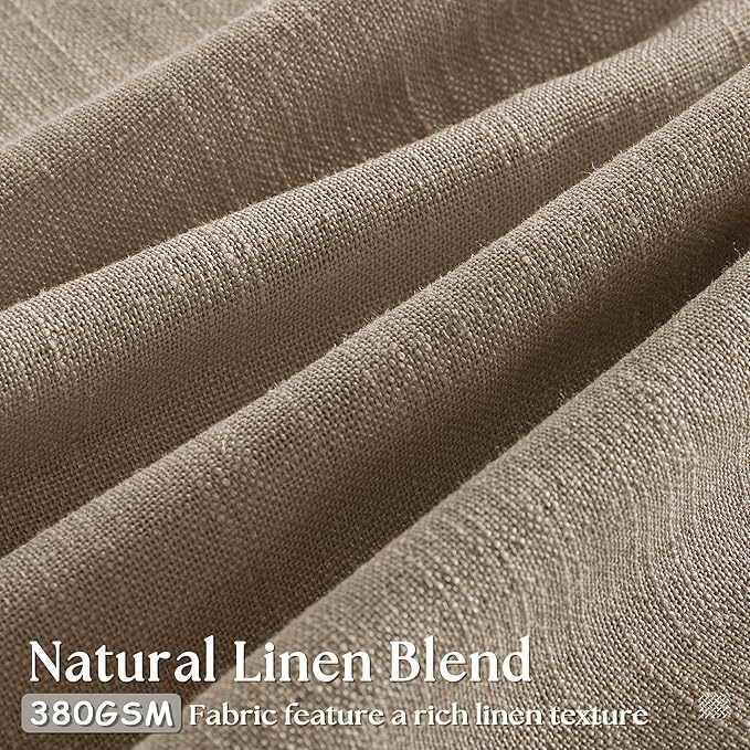 Extra Long Light Brown Linen Curtains 120 Inches Long Tan Brown Coffee Latte Farmhouse Rustic Curtain Light Filtering Semi Sheer Back Tab Pinch Pleat Curtain for Tall Ceiling Living Room 2 Panels