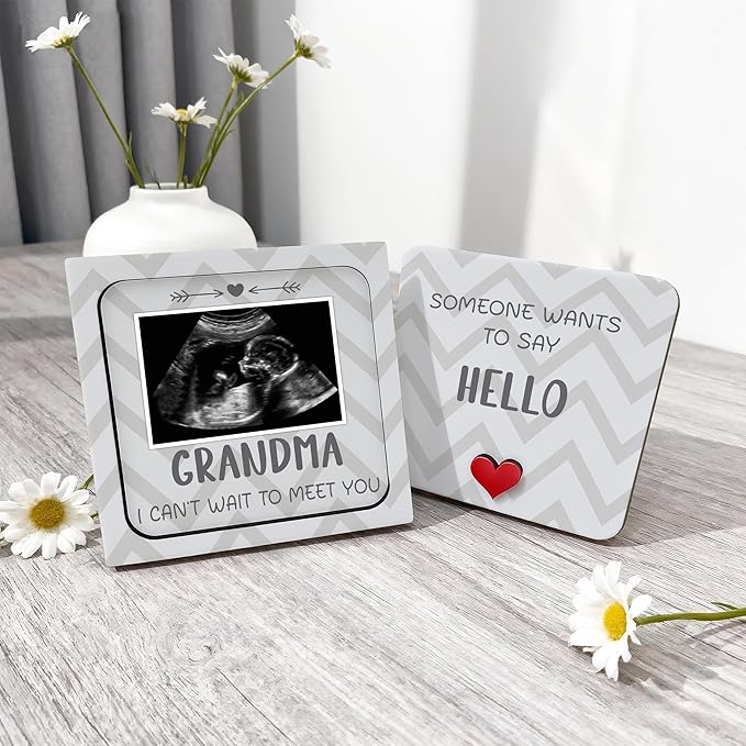 Pregnancy Announcement Sonogram Picture Frame for Grandma, Ultrasound Photo Frame Wooden Surprise Box for New Grandparents, Pregnancy Reveal Keepsake for Grandmothers, First Mother's Day Gifts