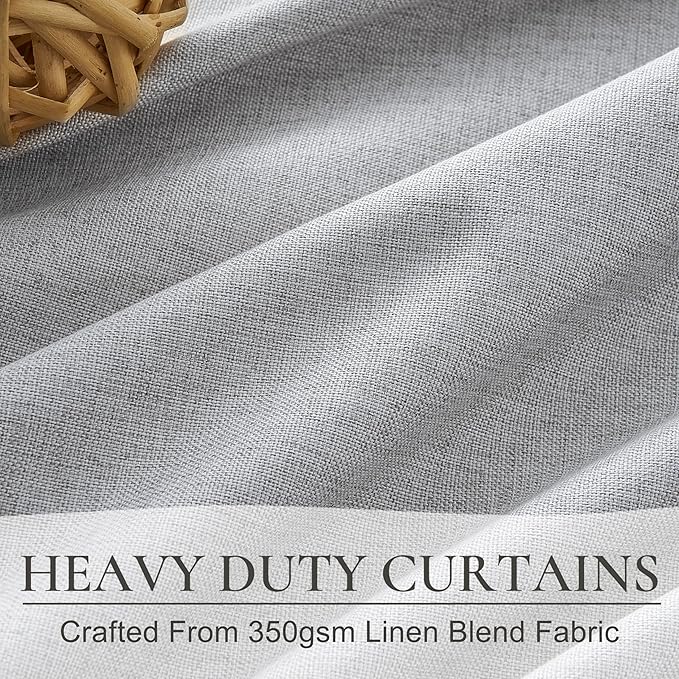 Light Grey Blackout Curtains 108 Inch Length 2 Panels Set for Bedroom, Modern Faux Linen Room Darkening Pleated Gray Burg with Rod Pocket Back Tab Insulated Curtain for Office Sunroom (50"Wx108"Lx2 )