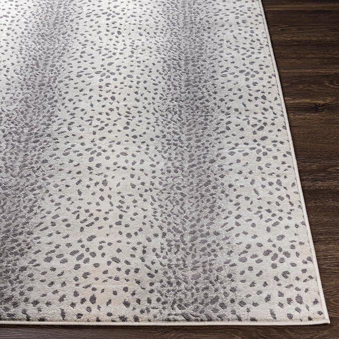 Livabliss Area Rugs - 5x7 Pablo Modern Antelope Print Grey Ivory Area Rug for Living Room Bedroom - Animal Theme Non-Shedding Stain Resistant Carpet for Kitchen, Office (5'3" x 7'1")