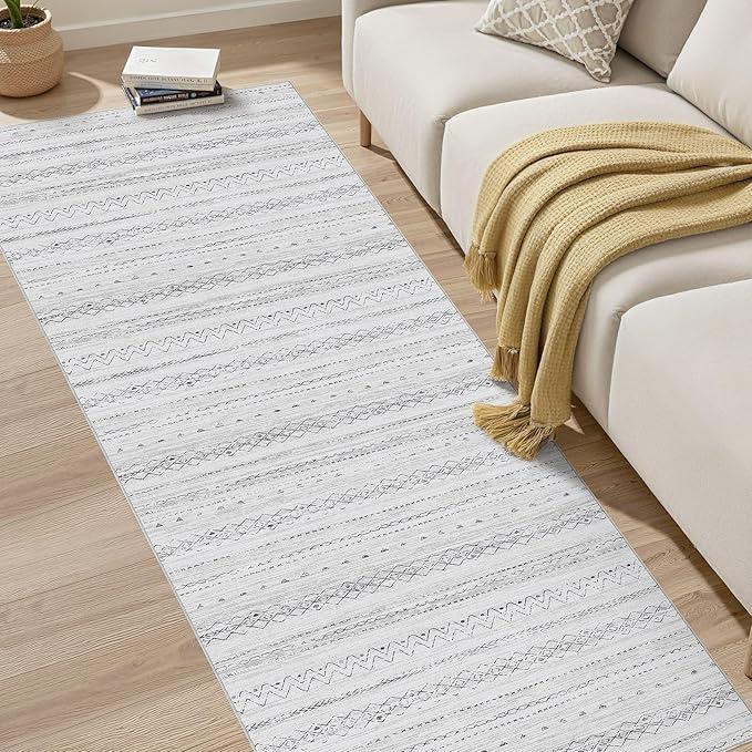 Area Rugs for Living Room Washable Living Room Rug Soft Neutral Indoor Floor Carpet Non-Slip Stain Resistant Modern Boho Rugs for Bedroom Dining Room Kids Room Nursery Office Home Grey