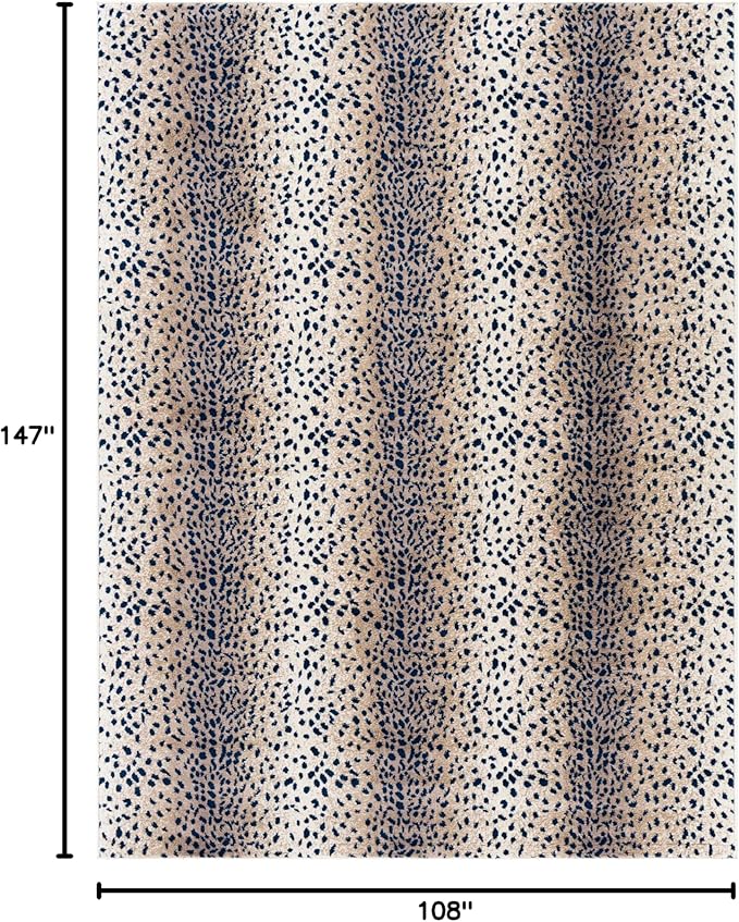 Livabliss Area Rugs - 9x12 Pablo Modern Antelope Print Blue Brown Ivory Area Rug for Living Room Bedroom - Animal Theme Non-Shedding Stain Resistant Large Carpet for Kitchen, Office (9' x 12'3")
