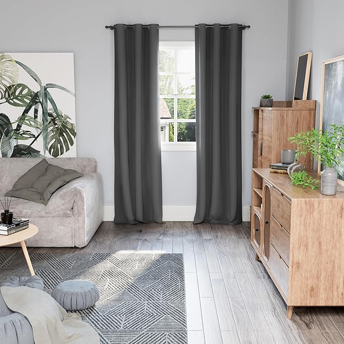 BGment Blackout Curtains for Bedroom 84 Inch Length 2 Panels Set, Thermal Insulated Bedroom Curtains Soundproof Room Darkening Window Curtain Drapes, Each Grommet Curtains 42 Inch Wide, Dark Grey