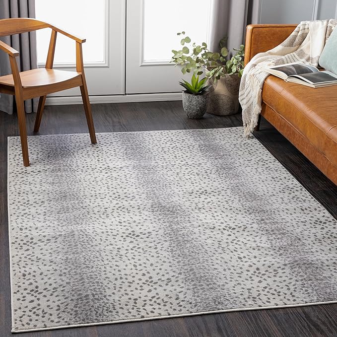 Livabliss Area Rugs - 9x12 Pablo Modern Antelope Print Grey Ivory Area Rug for Living Room Bedroom - Animal Theme Non-Shedding Stain Resistant Large Carpet for Kitchen, Office (9' x 12'3")