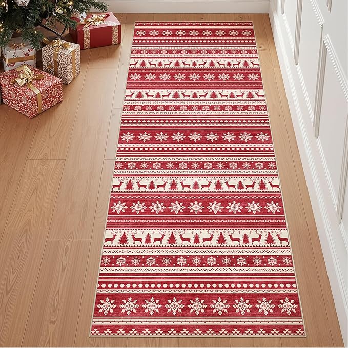 Area Rugs for Living Room Washable Living Room Rug Soft Neutral Indoor Floor Carpet Non-Slip Stain Resistant Modern Boho Rugs for Bedroom Dining Room Kids Room Nursery Office Home Red