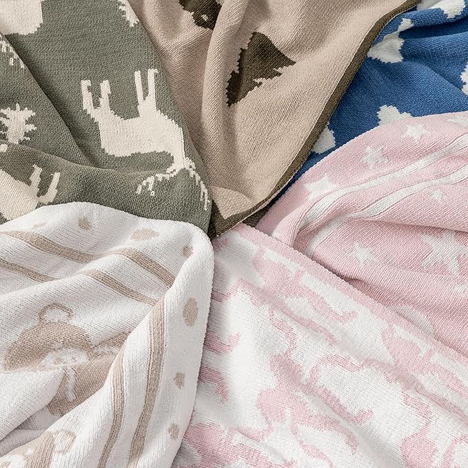 Berkshire Baby Blanket,Ultra-Plush Reversible Chenille Knit Toddler Blanket,Cute Pattern Nursery Crib Blanket,Ideal Baby Gift(30x40 Inches,Woodland Deer Farmhouse Sage)