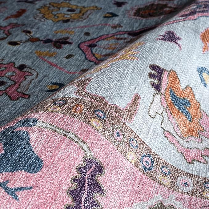 Fame Rugs Pink Beige Modern Oushak Rug 2'6"x13, Vintage Turkish Colorful Oriental Antique Inspired Long Runner Rugs, Luxury Living Room Bedroom (390PP, 2'6" x 13')