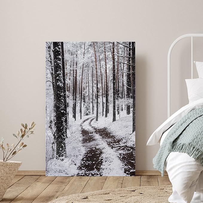 SIGNWIN Canvas Wall Art Winter Trees Cool Dramatic Forest Multicolor Nature Photography Rustic - 12x18 inches