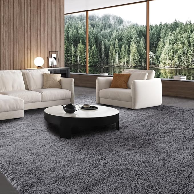 Large Rug for Living Room 10x12: Area Rug 10x12 Grey Rugs for Living Room - Shag Rug 10x12 Soft Plush Fuzzy Modern Indoor Shaggy Carpet for Bedroom.