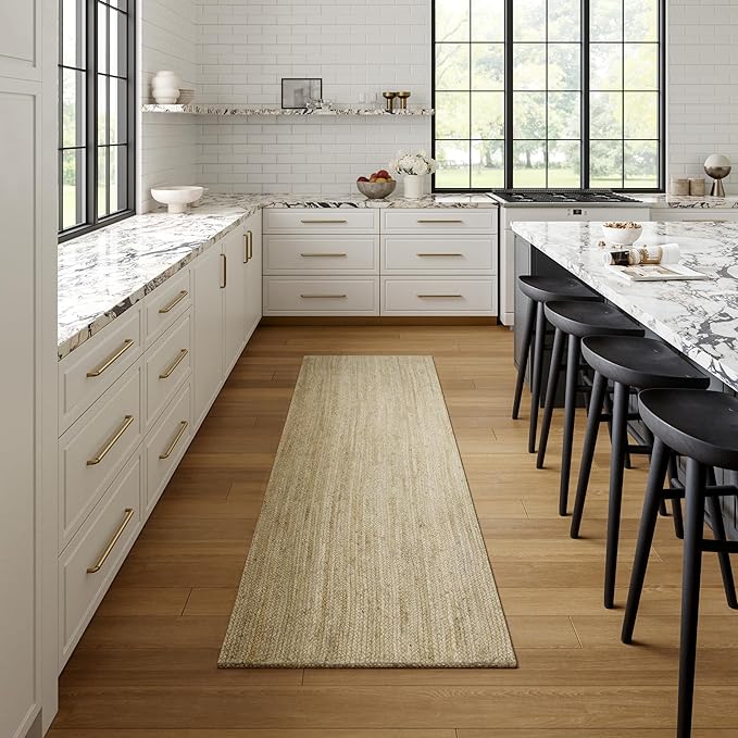 nuLOOM 2x12 Rigo Jute Hand Woven Area Rug, Off White, Solid Farmhouse Design, Natural Fiber, For Bedroom, Living Room, Dining Room, Hallway, Office, Kitchen, Entryway