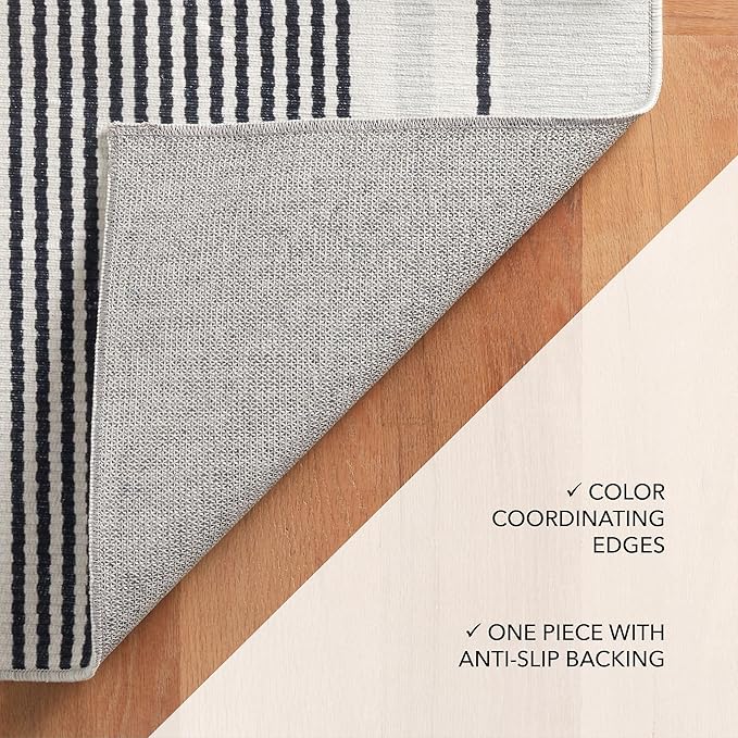Dash & Albert Gunner Stripe Machine Washable Rug, 5 X 8 Feet, Grey Stripe Pattern