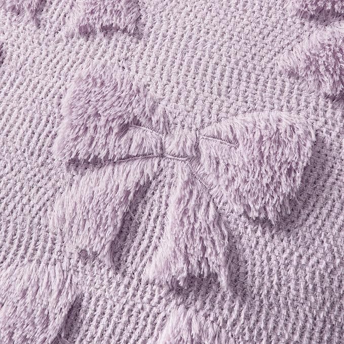 MIULEE Light Purple Bow Pillow Covers Coquette Room Decor Aesthetic Set of 2 Decorative Cute Girl Throw Pillow Soft Plush Faux Pillowcase for Girl Bed Couch Sofa,20x20 Inch