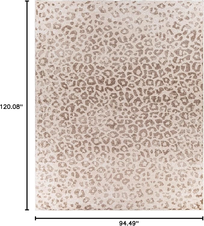 Hauteloom Bonhill Modern Animal Print Area Rug for Living Room, Bedroom, Dining Room - Bohemain Leopard Print Carpet - Tan, Terracota, Brown, Beige, Ivory - 7'10" x 10' (8x10)