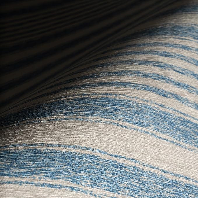 Dash & Albert Vion Blue Machine Washable Rug, 8.5 X 11.5 Feet, Blue/Grey Stripe Pattern