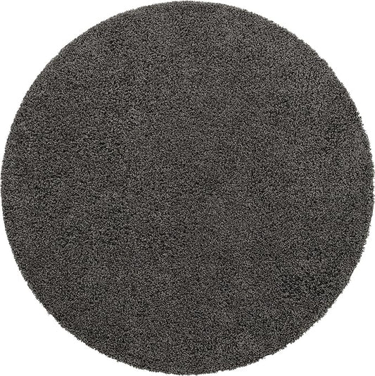 Unique Loom Solid Shag Collection Area Rug (7' 1" Round, Graphite Gray)