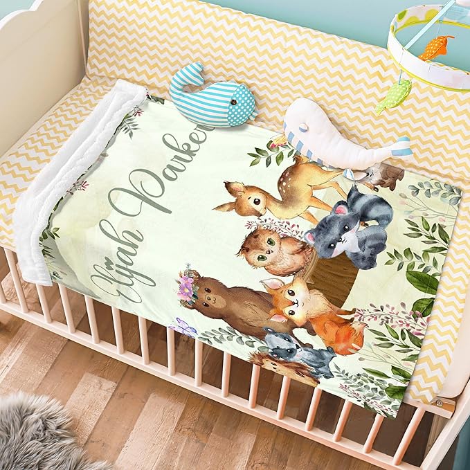 J&SBGFT Personalized Baby Blanket for Boys - Custom Name Blanket, Nursery Stroller Crib Decor Throw, Size 30"x40", Color7