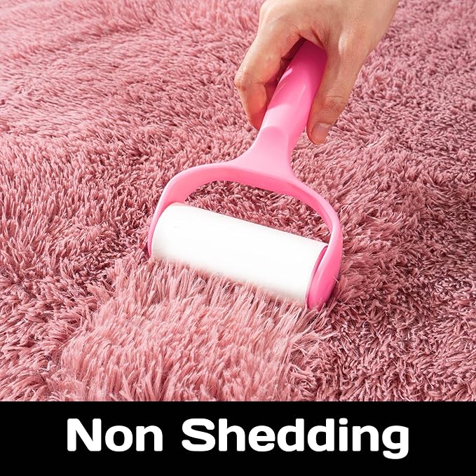 Fluffy Rug 5ft Round Blush Super Soft Area Rugs for Kids Room