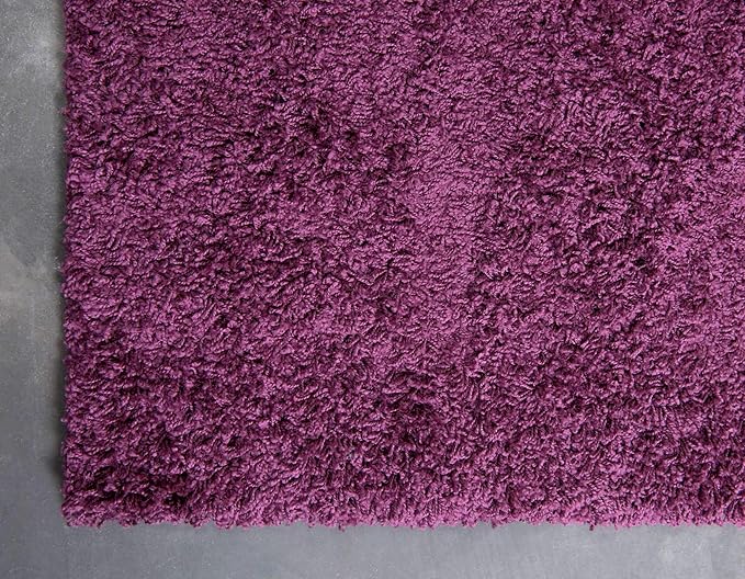 Unique Loom Solid Shag Collection Area Rug (4' 1" x 6' 1" Rectangle, Eggplant Purple)