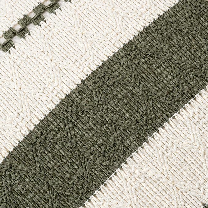 Fancy Homi Set of 2 Boho Olive Green Long Lumbar Decorative Throw Pillow Cover 12x24 Inch for Couch Bed Sofa Chair, Modern Organic Farmhouse Home Decor, Soft Cotton Cute Accent Rectangle Cushion Case