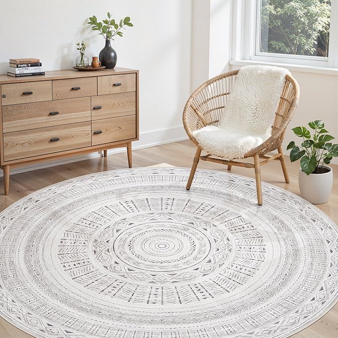 Area Rugs for Living Room Washable Living Room Rug Soft Neutral Indoor Floor Carpet Non-Slip Stain Resistant Modern Boho Rugs for Bedroom Dining Room Kids Room Nursery Office Home Dark Grey