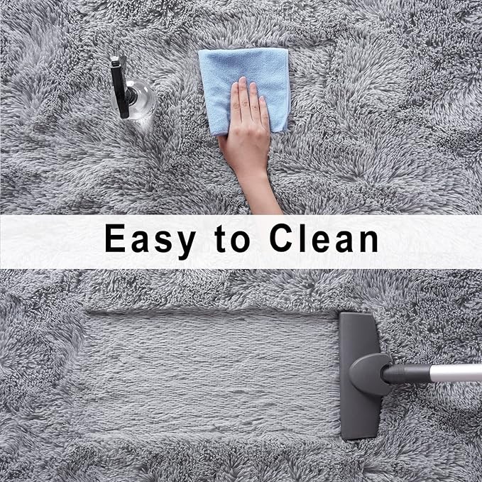 Merelax Soft Modern Indoor Large Shaggy Rug for Livingroom Bedroom Dorm Kids Room Home Decorative, Non-Slip Plush Fluffy Furry Fur Area Rugs Comfy Nursery Accent Floor Carpet 8x10 Feet, Grey