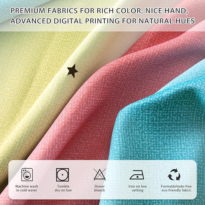XiDi Rainbow Blackout Curtains 96 Inches Long for Girls Bedroom 2 Panels Set, Kids Pink Curtains for Room Decor Unicorn Wall Decals Drapes for Little Girl Nursery Pink Blue Yellow 34 Inches Wide