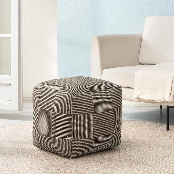 Anji Mountain 100% Handmade & Handcrafted Comfortable Home Décor Pouf Ottoman Footrest for Living Room, Bedroom, Nursery, Kidsroom, Patio Furniture - (20" x 20" x 20" - Mocha Bisque)