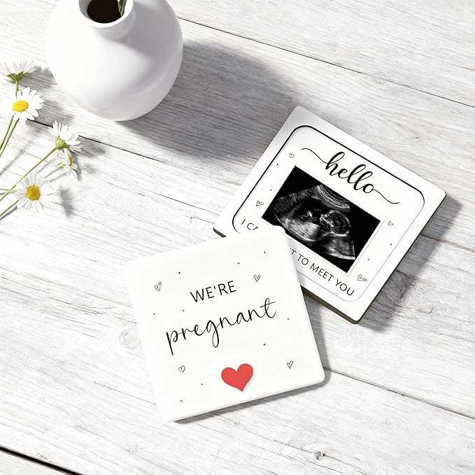 Pregnancy Announcement Ultrasound Picture Frame, We're Pregnant Wooden Surprise Box, Baby Coming Soon Announcement Sign, Pregnancy Reveal Gifts for Grandparents, Husband, Friends, Auntie, Uncle