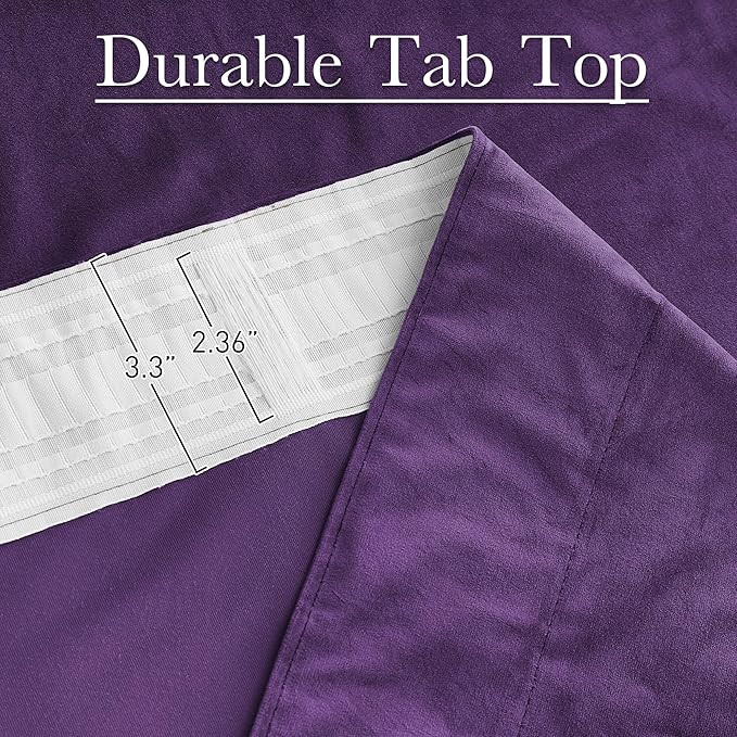 StangH Purple Velvet Curtains 96 inches, Room Darkening Super Soft Velvet Drapes for Living Room Bedroom, Thermal Insulated Window Treatment, 52 x 96 inch, 2 Panels