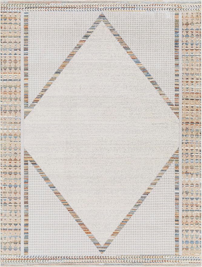Mark&Day Washable Rugs, 9x12 El Dorado Global Beige Area Rug, Beige Brown Carpet for Living Room, Bedroom or Kitchen (9'2" x 12', Machine Washable)