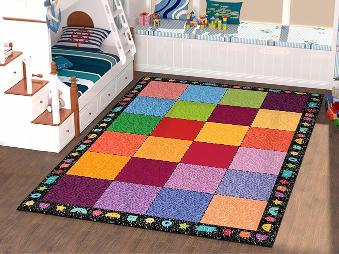 OLEEK Large Classroom Rug Elementary 6x9 - Classroom Rugs for Kids Room - Classroom Carpet Elementary - Kids playroom Rug 6 x 9 - Preschool Rugs for Classroom - Schoolgirl Style Classroom Decor