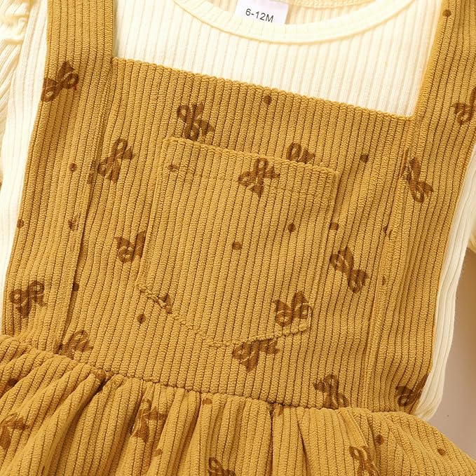 YOUNGER TREE Newborn Baby Girl Fall Winter Outfits Long Sleeve Romper Corduroy Overall Dress Infant Skirt Clothes Sets