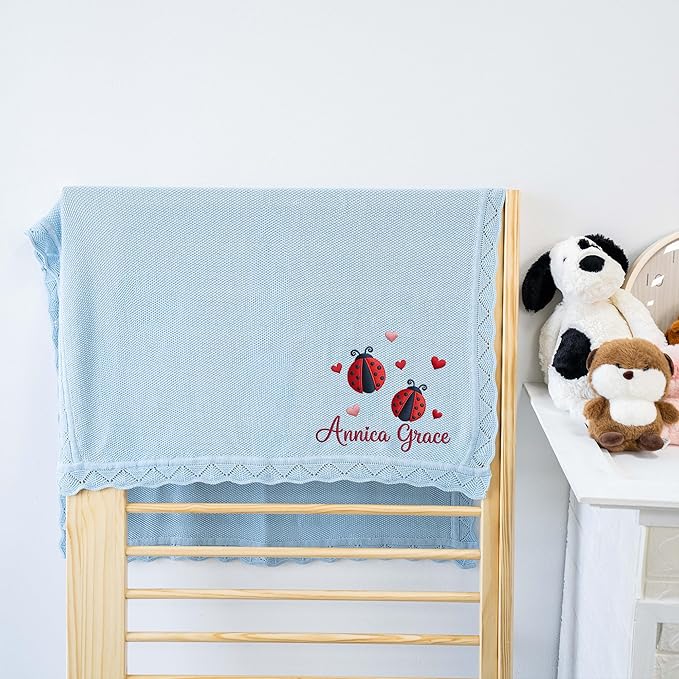 Luxury Personalized Baby Blanket, Soft Breathable Cotton Knit, Custom Embroidered Name Blanket, Newborn Baby Gift, Baby Shower Present, Gifts for New Mom, Baby Girl & Boy Style 5