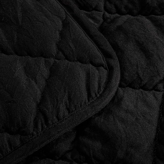 FLXXIE Machine Washable Microfiber Down Alternative Toddler Comforter, Super Soft and Lightweight Kids Crib Quilted Blanket for Stroller, Travel, 39x47 Inches, Black