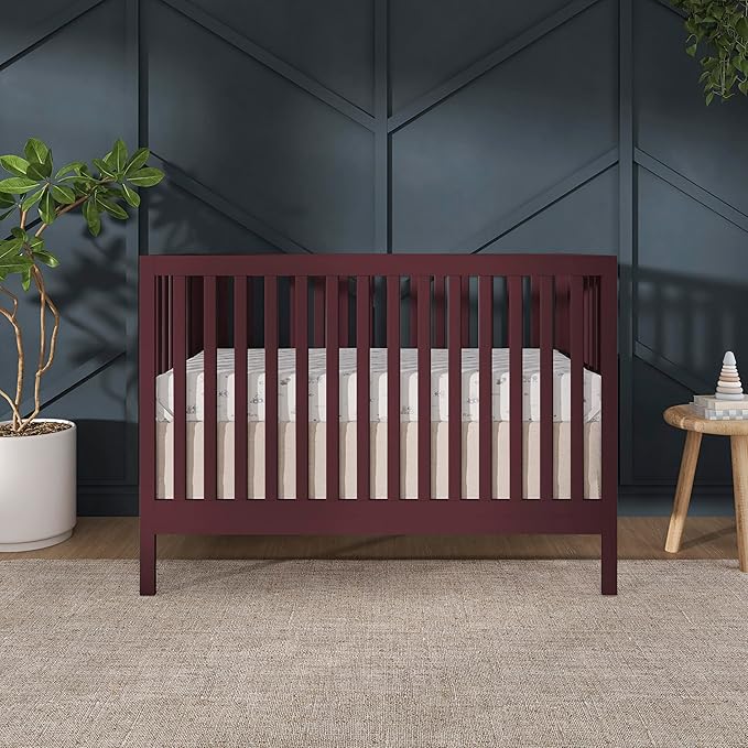 Dream On Me Synergy MOD 5-in-1 Convertible Full-Size Baby Crib with Toddler, Day & Full Bed Conversion in Auburn, GreenGuard Gold & JPMA, 3 Mattress Heights, Sustainable Pinewood