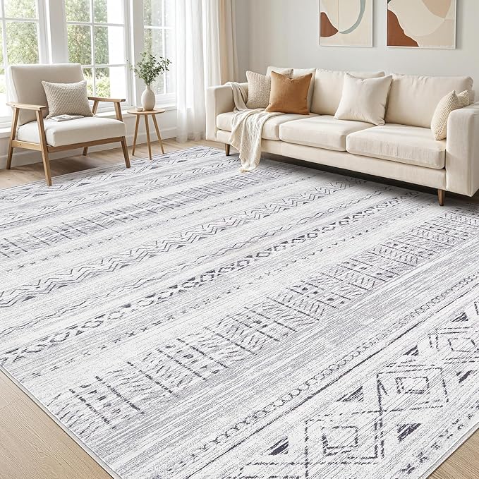 Area Rugs for Living Room Washable Living Room Rug Soft Neutral Indoor Floor Carpet Non-Slip Stain Resistant Modern Boho Rugs for Bedroom Dining Room Kids Room Nursery Office Home Brown