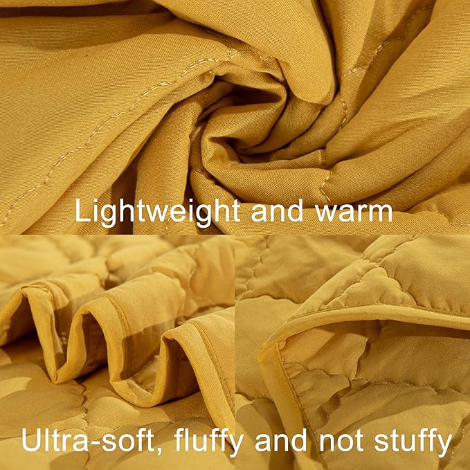 Down Alternative Oversized Toddler Comforter 43x60, Lightweight Warm Solid Color Baby Crib Quilted Blanket for Boys Girls, Yellow