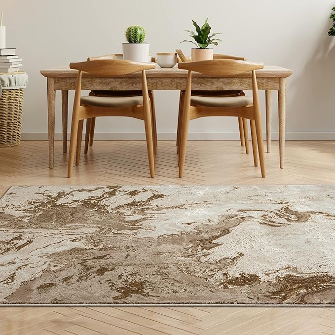 LUXE WEAVERS Marble Swirl Abstract Area Rug, Beige 8x10