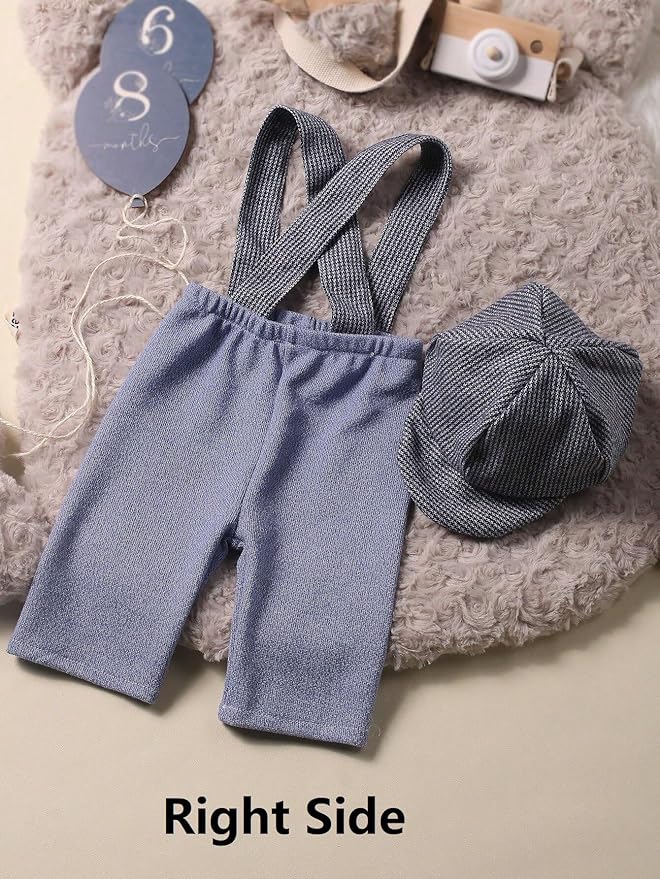 Holibeat Newborn Boy Photography Props Baby Boy Photo Shoot Outfits Infant Gentleman Romper Suits with Hat