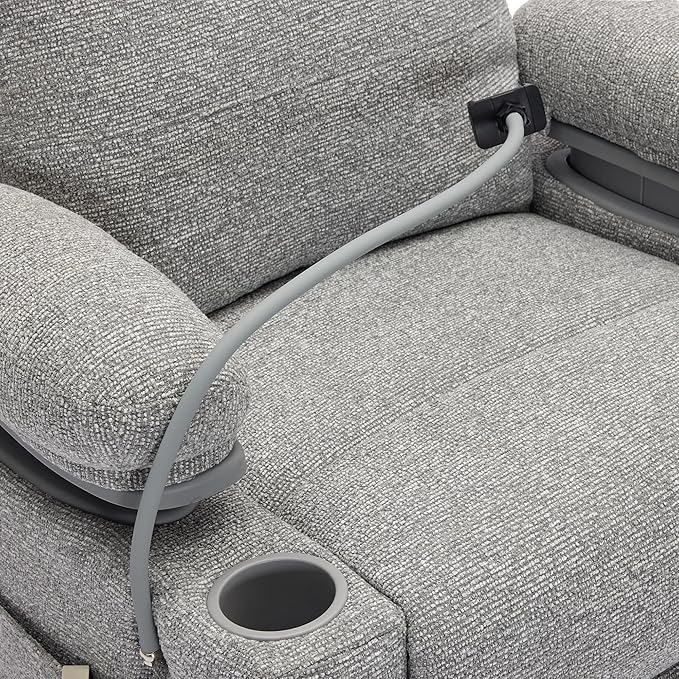 MAMAZING Oversized Electric Nursery Rocking Chair with Adjustable Armrests, Power Recliner Glider Nursing Chair for Breastfeeding, USB & Type-C Ports, Phone Holder, Oeko-TEX & FSC Certified(Grey)
