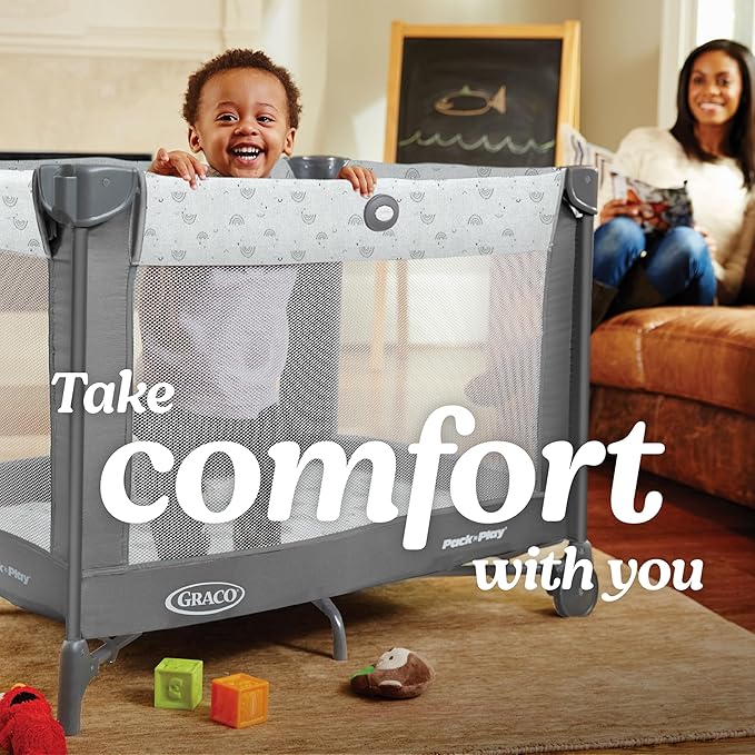 Graco Pack ’n Play Portable Playard, Compact Fold, Mesh Storage Pouch, Lightweight Playpen, Reign