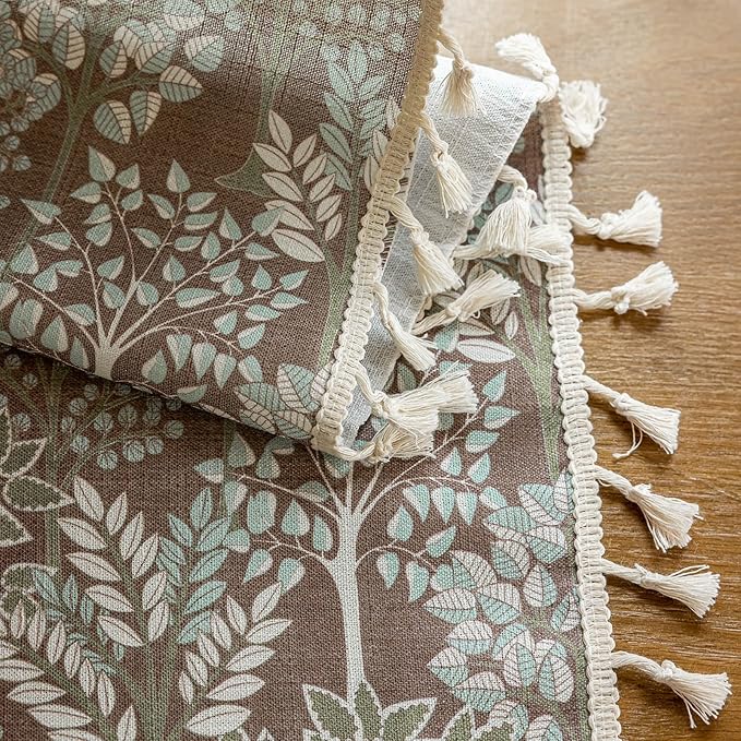 OYX Floral Curtains 96 Inch Length 2Panels for Living Room, Bedroom Light Filtering Drapes, Farmhouse Vintage Country French Tassels for Boho Pattern Rod Pocket Aesthetic Home Decor Window Treatments