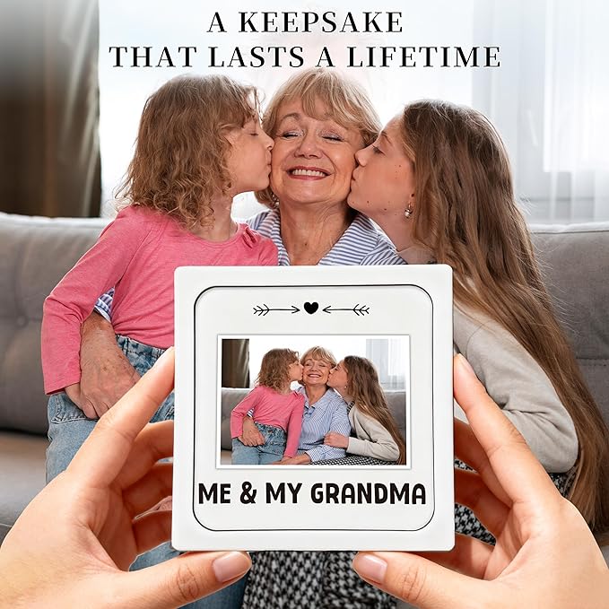 Me and My Grandma Picture Frame, Grandma Picture Frames Wooden Surprise Box, Baby Keepsake Photo, Gender Neutral Nursery Decor, Best Grandparent or First Mother's Day Gifts White