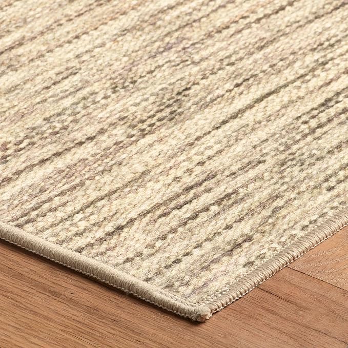 Dash & Albert Clay Natural Machine Washable Rug, 5 X 8 Feet, Natural Stripe Pattern