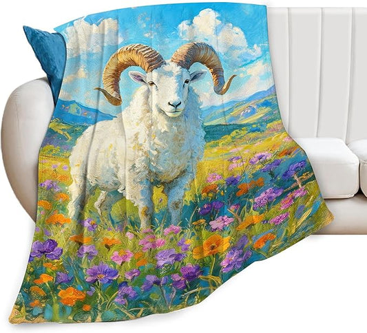 Goat Blanket Goat Throw Blanket Animal Soft Cozy Fleece Fuzzy Stuffed Plush Flannel Gifts for Girls Women Boys Kids Adults 60"X80"
