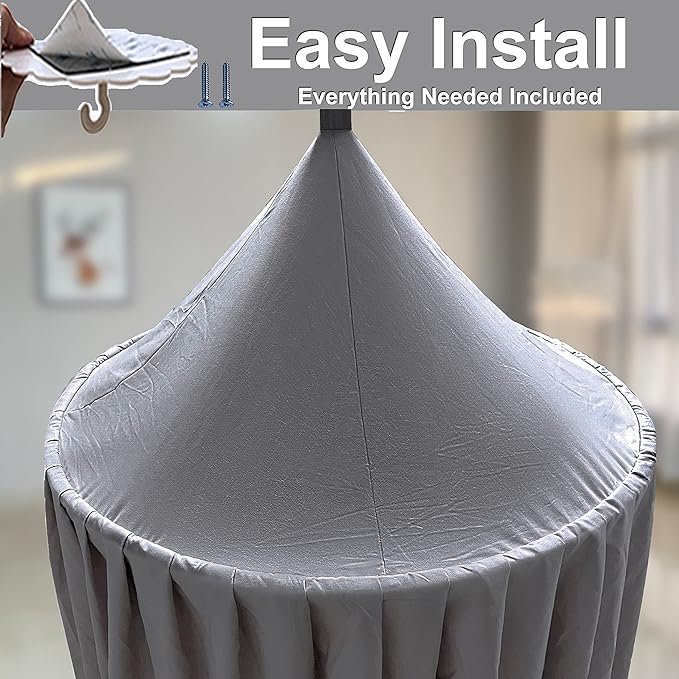 Kids Bed Canopy for Crib - Girls Nursery Canopy Hanging, Blocks Light, Dark Gray